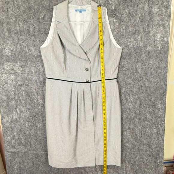 Antonio Melani Sleeveless Wrap Dress Collar Blk White Micro Pattern Work Career - Picture 11 of 12